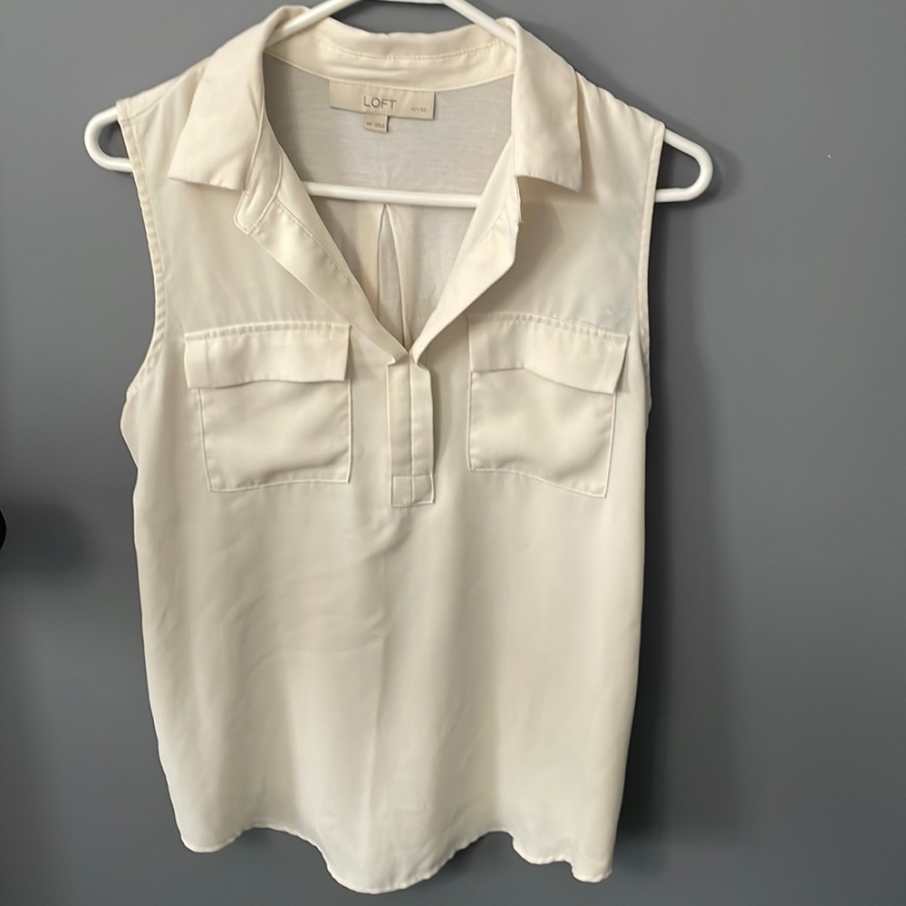 Loft cream sleeveless shirt
